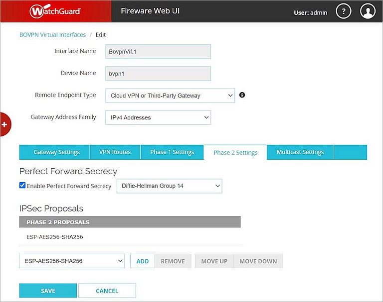 Screenshot of the Fortinet Phase 2 settings